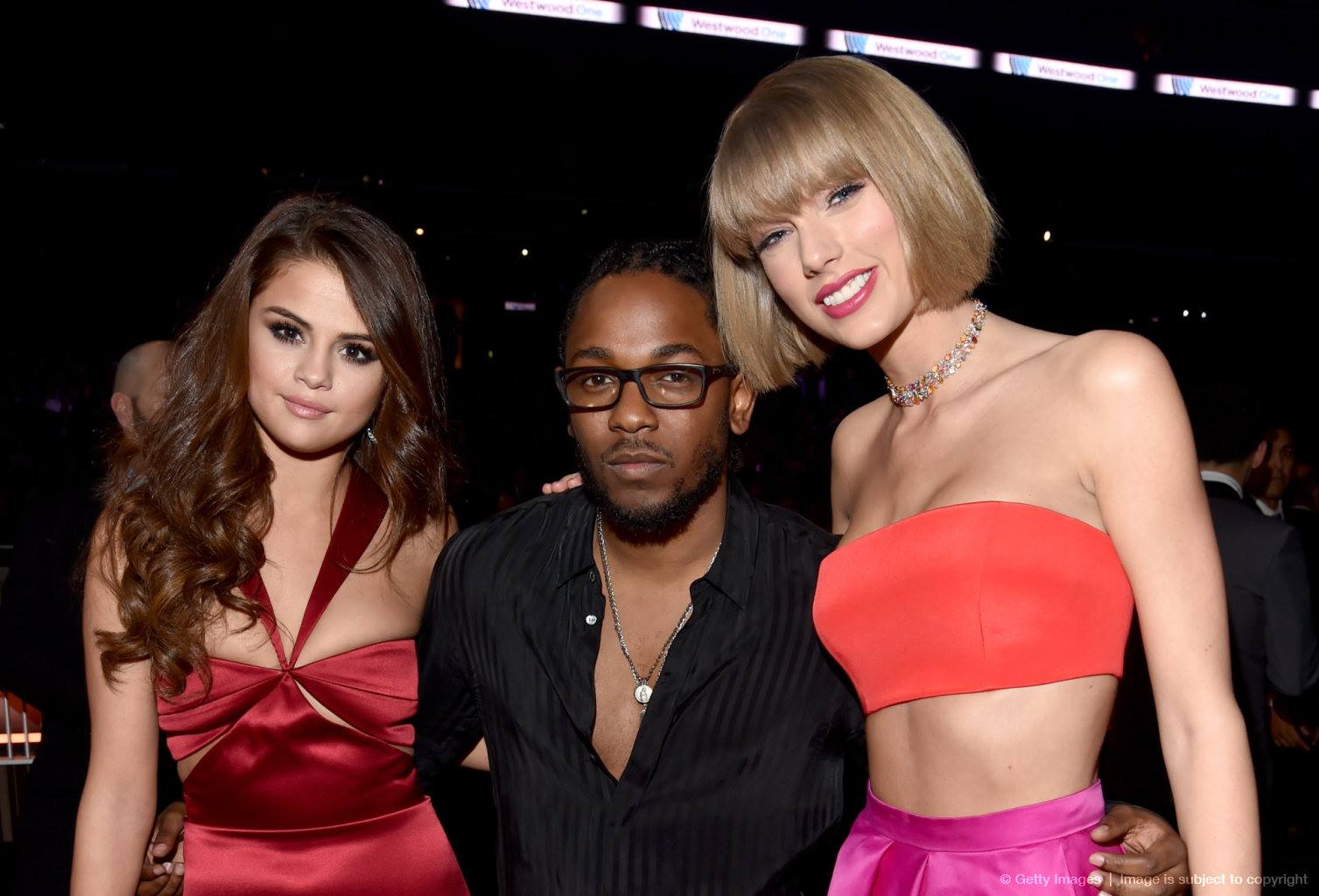 facebook.comSelena Gomez, Kendrick Lamar and Taylor Swift pose together at the 2016 Grammy Awards.