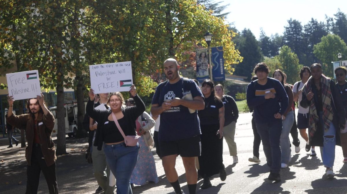 Students+walk+through+Sonoma+States+campus+demanding+a+ceasefire+and+aid+for+the+people+of+Gaza.