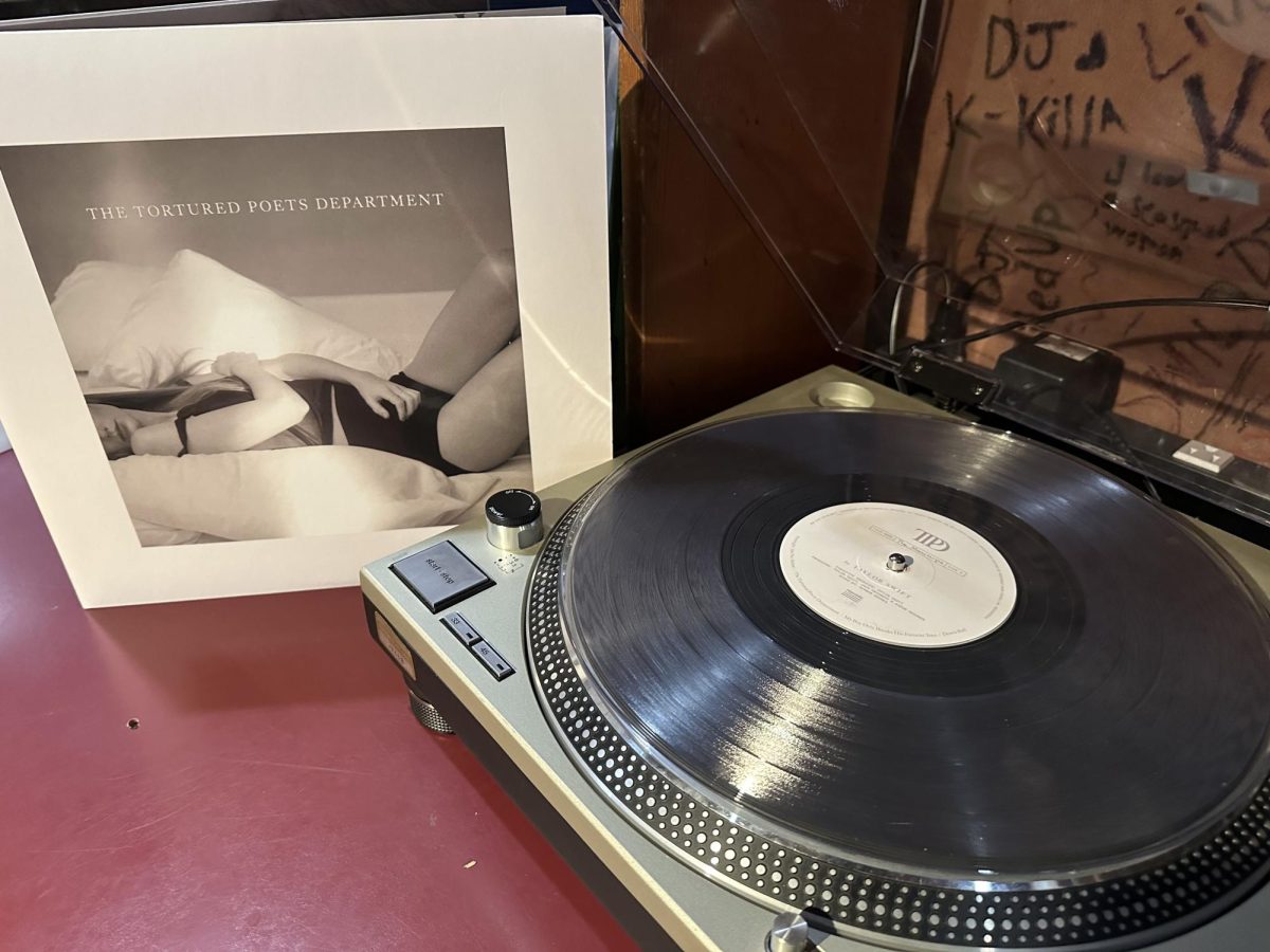The Tortured Poets Department vinyl plays on SSU library turntable