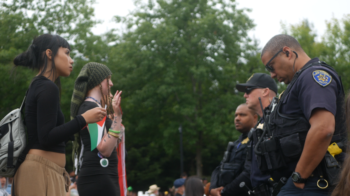 Sonoma State Students for Justice in Palestine protesting during last year's commencement ceremony following Mike Lee's absence (May. 18, 2024)