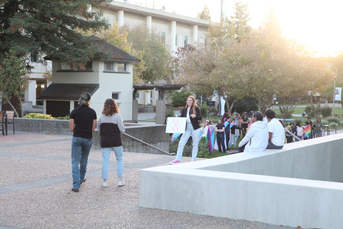 Protesters outside of Stevenson Hall