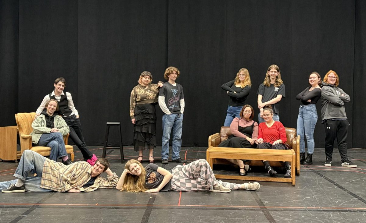 Cast members from 'Perfect Arrangement 
From top left: Bucky Brynjegard-Bialik, Andi Ostwald, Scott Moeller, Maggie Nakisher, Samwise Kiessig, Matilda Bowen, and Ryder Amick.
Middle: Sierra Reid, Sydnie Crumrine, and Lydia Bouza.
Bottom: Vivo Cunningham (ASM) and Kirsten Vanderspek"
