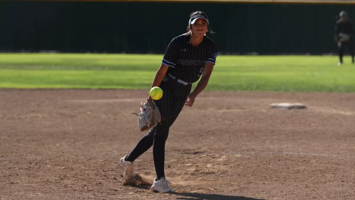 Ava Paquin hurls in a strike during her-no-hitter against Cal State San Marcos.